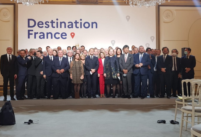 Emmanuel Macron a accueilli à l'Elysée une soixantaine de PDG et CEO de groupes nationaux et internationaux lors du 1er Sommet Destination France - Photo DR