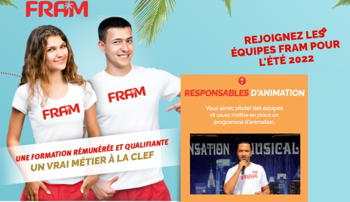 FRAM recrute plus de 50 postes en contrat de professionnalisation pour devenir animateur - DR