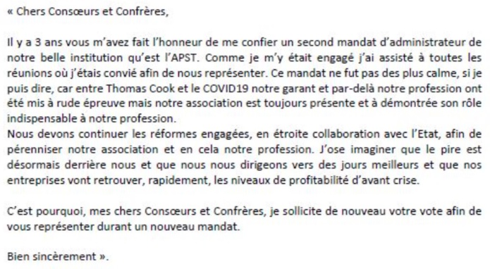 Elections APST, Bertrand Billerey : "Il faut impérativement finir la refonte des statuts..."