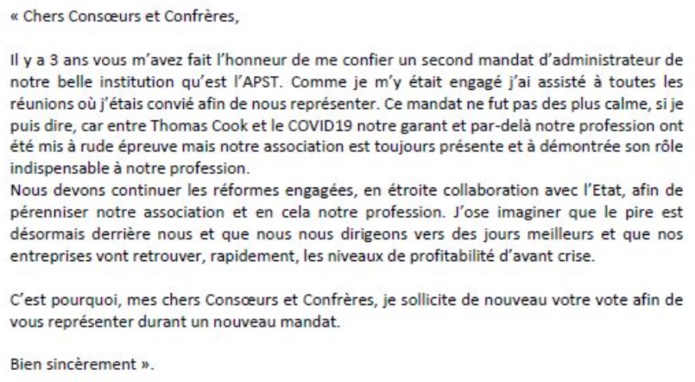 Elections APST, Bertrand Billerey : "Il faut impérativement finir la refonte des statuts..." Elections APST, Bertrand Billerey : "Il faut impérativement finir la refonte des statuts..."