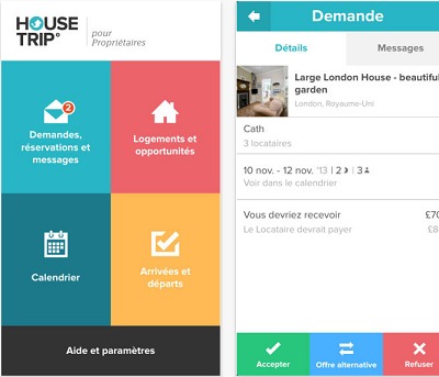 L'application HouseTrip.fr pour les propriétaires est téléchargeable gratuitement sur Apple Store - Captures d'écran