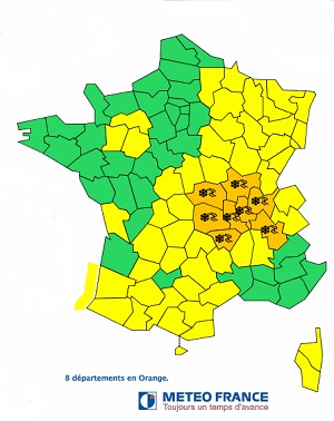 8 départements en vigilance orange à la neige pour la nuit de jeudi à vendredi - DR Météo France