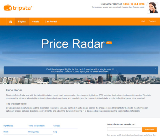 Price Radar : Tripsta veut aider les voyageurs à trouver des vols le moins cher possible Price Radar : Tripsta veut aider les voyageurs à trouver des vols le moins cher possible
