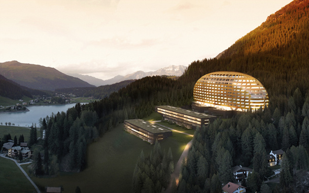 Situé au pied du col de la Flüela, le nouvel hôtel comptera 216 chambres et suites - DR : InterContinental
