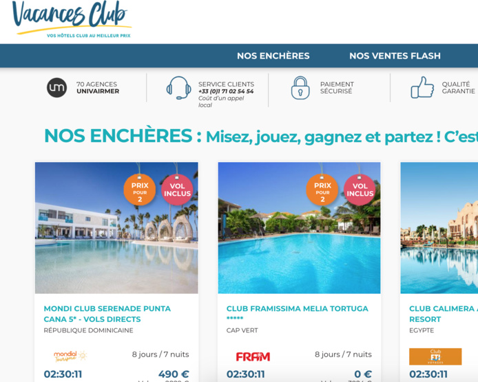 © Capture d'écran vacancesclub.fr © Capture d'écran vacancesclub.fr