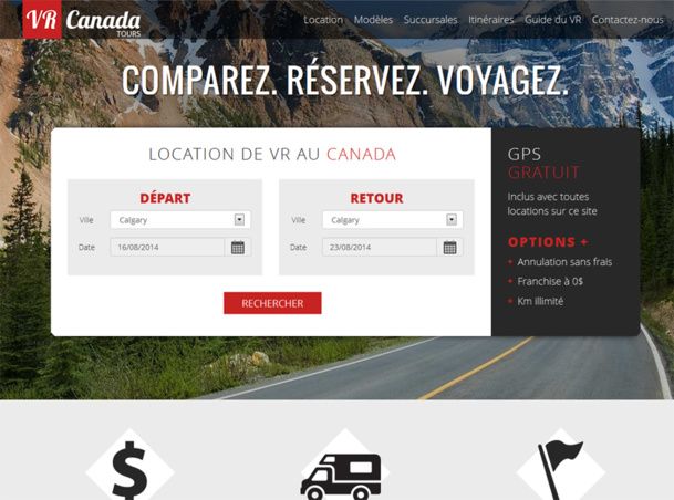 Le site VR Canada permet de comparer les tarifs de locations de camping-cars auprès de tous les fournisseurs canadiens.