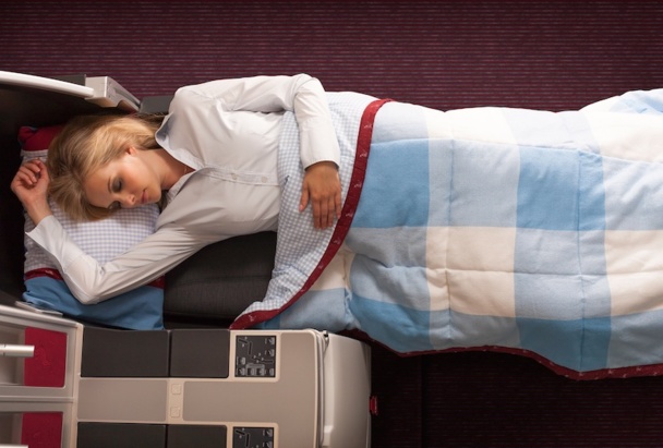 Les nouveaux sièges de la classe affaires d'Austrian se transforment en lit de deux mètres. DR Les nouveaux sièges de la classe affaires d'Austrian se transforment en lit de deux mètres. DR