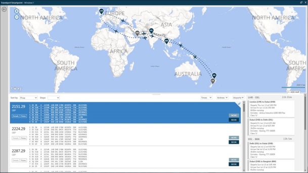 Les améliorations de la plateforme Travelport Smartpoint comprennent des options de cartographie interactives. Les améliorations de la plateforme Travelport Smartpoint comprennent des options de cartographie interactives.