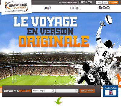 Le site marchant d'Hémisphères Voyages est en ligne depuis novembre 2013 - Capture d'écran