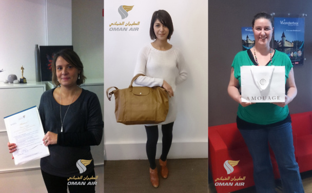 Lydia Marques, Melody Ajir et Rachel Sultan sont les 3 gagnantes de l'elearning Oman Air - DR Lydia Marques, Melody Ajir et Rachel Sultan sont les 3 gagnantes de l'elearning Oman Air - DR