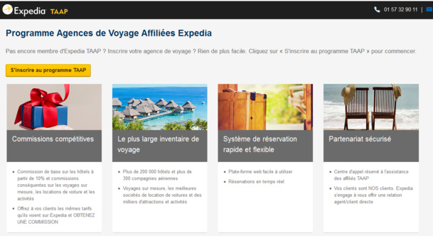 Le portail Expedia TAAP résevé aux agences de voyages française - DR Le portail Expedia TAAP résevé aux agences de voyages française - DR