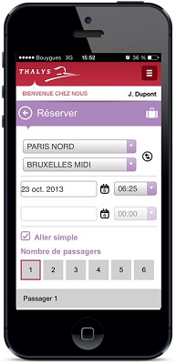 Il est désormais possible de réserver des billets Thalys directement depuis l'application mobile - DR Il est désormais possible de réserver des billets Thalys directement depuis l'application mobile - DR