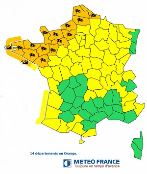 L'alerte orange touche 14 départements de la Loire-Atlantique au Nord - DR Météo France