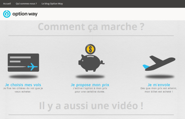 Le site Option Way sera disponible en mars. Le système peut être résumé de la façon suivante : « Je fixe les critères du vol,  je propose mon prix et le m’envole… » - DR