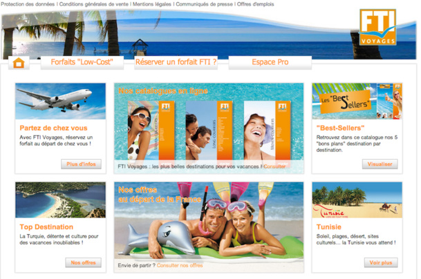Le site vitrine de FTI Voyages. DR Le site vitrine de FTI Voyages. DR