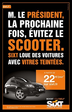 Sixt conseille à François Hollande de lui louer une voiture aux vitres teintées !