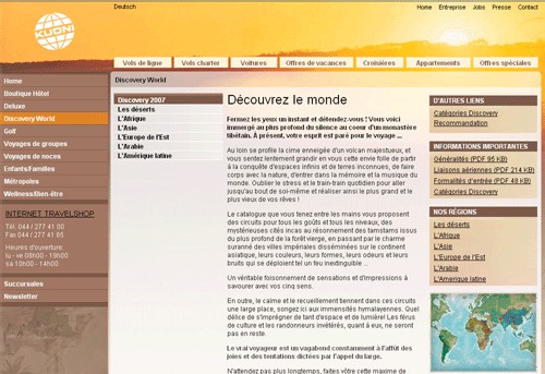 Kuoni Suisse lance les produits ''Discovery'' Kuoni Suisse lance les produits ''Discovery''