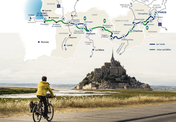 La dernière étape en approche finale du Mont Saint-Michel (©Veloscénie) La dernière étape en approche finale du Mont Saint-Michel (©Veloscénie)