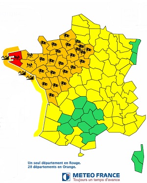 Le Finistère passe en vigilance rouge - DR : Météo France