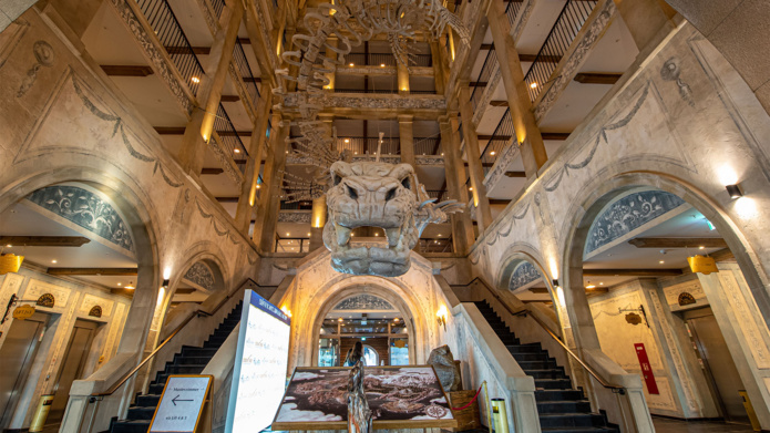 Le hall d'accueil de l'hôtel Kronasar sur la thématique Viking (©Rulantica) Le hall d'accueil de l'hôtel Kronasar sur la thématique Viking (©Rulantica)