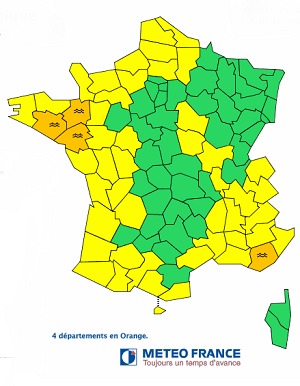 Le Morbihan, l'Ille-et-Vilaine, la Loire-Atlantique et le Var sont en vigilance orange aux crues - DR : Météo France