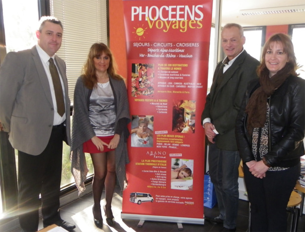 De gauche à droite : Fréderic Meynard, dirigeant, Cristina D’Ignazio, productrice, Louis commercial et Brigitte Meynard, dirigeante - Photo MB