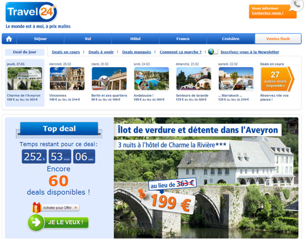 Travel24-Deals.fr est le dernier site lancé par Travel24 France - Capture d'écran Travel24-Deals.fr est le dernier site lancé par Travel24 France - Capture d'écran