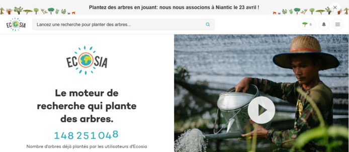 copie d'écran : moteur de recherche Ecosia