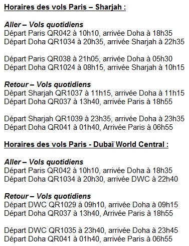 Qatar Airways double ses fréquences vers Dubai et Abu Dhabi Qatar Airways double ses fréquences vers Dubai et Abu Dhabi
