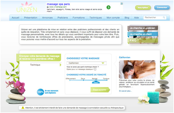 Unizen : Plateforme de massage bien-être à domicile Unizen : Plateforme de massage bien-être à domicile