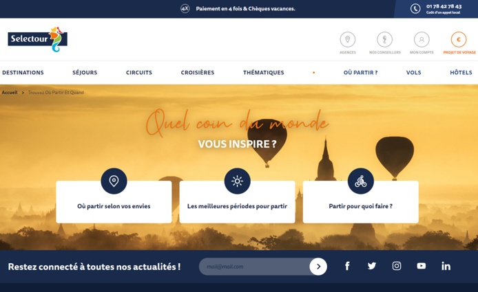 Le nouveau moteur inspirationnel de Selectour - DR Le nouveau moteur inspirationnel de Selectour - DR