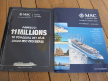 MSC Croisières a publié une brochure allant jusqu'en avril 2016, ainsi qu'un livret présentant l'univers de la compagnie. photo LAC