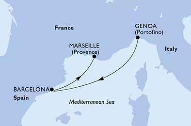 L’itinéraire de la mini-croisière Gênes – Marseille du 12 au 15 avril 2023 L’itinéraire de la mini-croisière Gênes – Marseille du 12 au 15 avril 2023