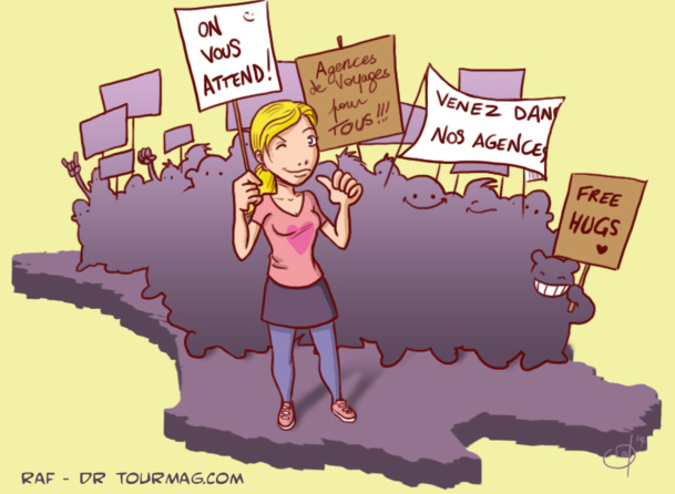 Plutôt que de parler à des machines, des serveurs vocaux et des call-centers déportés, b[pourquoi n'achetez-vous pas vos billets d'avion dans une agence de voyage de votre ville, voire (soyons fous) de votre quartier ? - Dessin Raf Plutôt que de parler à des machines, des serveurs vocaux et des call-centers déportés, b[pourquoi n'achetez-vous pas vos billets d'avion dans une agence de voyage de votre ville, voire (soyons fous) de votre quartier ? - Dessin Raf