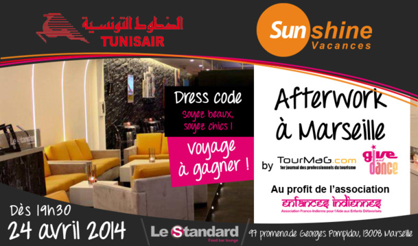 Afterwork humanitaire à Marseille : Tunisair et Sunshine Vacances font gagner un voyage en Tunisie ! Afterwork humanitaire à Marseille : Tunisair et Sunshine Vacances font gagner un voyage en Tunisie !