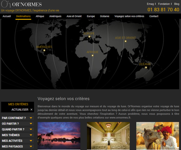 Dans le cadre de son développement, Or'Normes propose désormais une nouvelle version de son site Internet - Capture d'écran