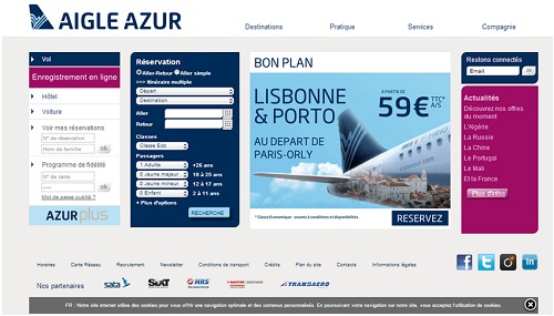 Aigle Azur repense son site Internet - Capture d'écran