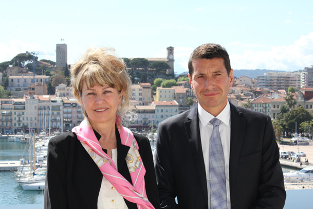 La nouvelle présidente du palais des Festivals, Claire-Anne Reix, en compagnie de David Lisnard, élu maire et ancien président du palais durant 13 ans - DR