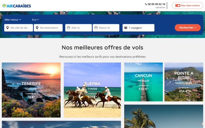 Air Caraïbes lance une nouvelle plateforme avec Resaneo : Air Caraïbes Connect - Capture écran