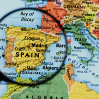 Espagne drapeau carte - carte de l'Espagne drapeau (le Sud de l'Europe -  Europe)