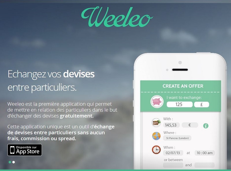 Weeleo est une application mobile qui permet de mettre en relation des particuliers pour échanger leurs devises de main en main avec les taux du jour et gratuitement, sans passer par les bureaux de change - DR