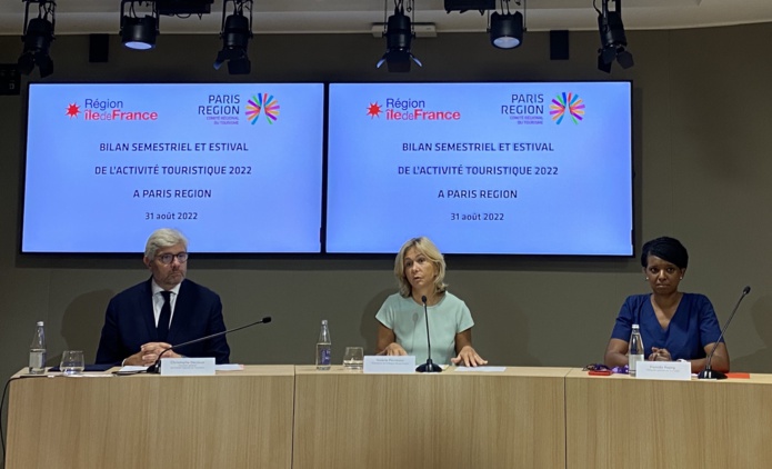 Christophe Decloux (CRT), Valérie Pécresse, présidente, Hamida Rezeg (VP en charge du Tourisme) ont dressé le bilan du Tourisme à Paris et en Ile-de-France ©BC Christophe Decloux (CRT), Valérie Pécresse, présidente, Hamida Rezeg (VP en charge du Tourisme) ont dressé le bilan du Tourisme à Paris et en Ile-de-France ©BC