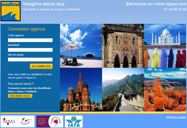Le site de réservation de Méditrad est accessible depuis le 22 mai 2014 - Capture d'écran