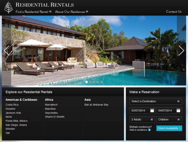 Le site de locations saisonnières lancé par Four Seasons - DR Le site de locations saisonnières lancé par Four Seasons - DR