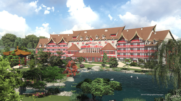 Le nouvel hôtel les Pagodes de Beauval. 2014 © Infographie Paysages Le nouvel hôtel les Pagodes de Beauval. 2014 © Infographie Paysages