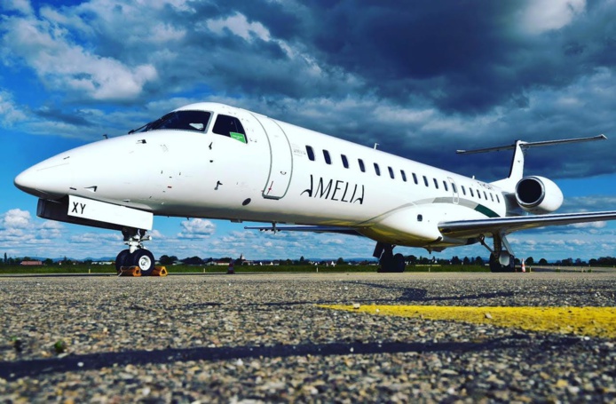 Un Embraer de la compagnie Amelia a fait une sortie de piste lors de l’atterrissage à l’aéroport de Paris Orly, jeudi 20 octobre 2022 - DR