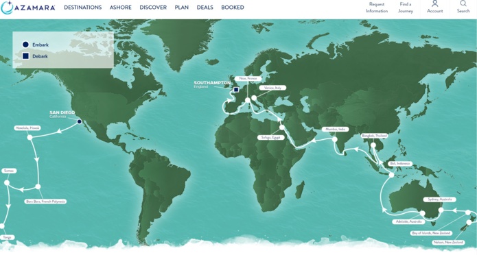 L'itinéraire du voyage conçu par Azamara pour 2025 - DR L'itinéraire du voyage conçu par Azamara pour 2025 - DR