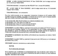 Référé du Tribunal de Commerce de Paris à l'encontre de YAMS (société regroupe les marques d'Evasion Spirit) - Capture écran