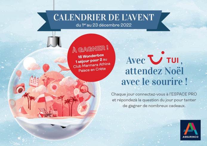 TUI lance un calendrier de l'avent pour les agents de voyages - DR