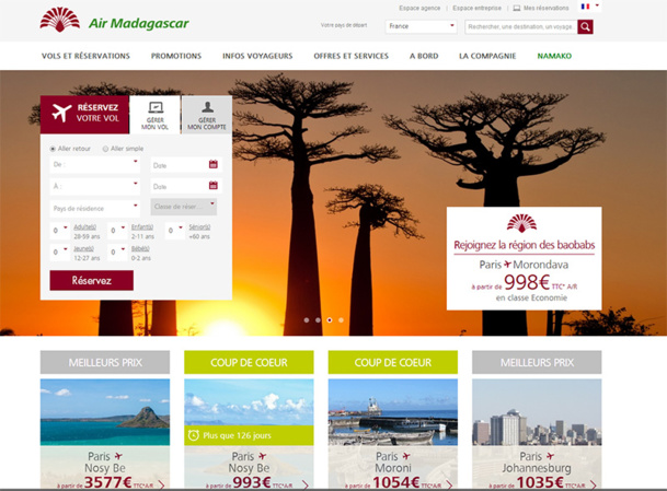 Air Madagascar : un nouveau site web plus interactif Air Madagascar : un nouveau site web plus interactif